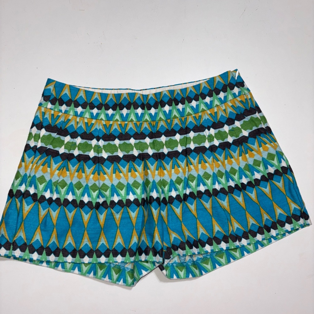 J. Crew High Waist Blue and Green Summer Shorts